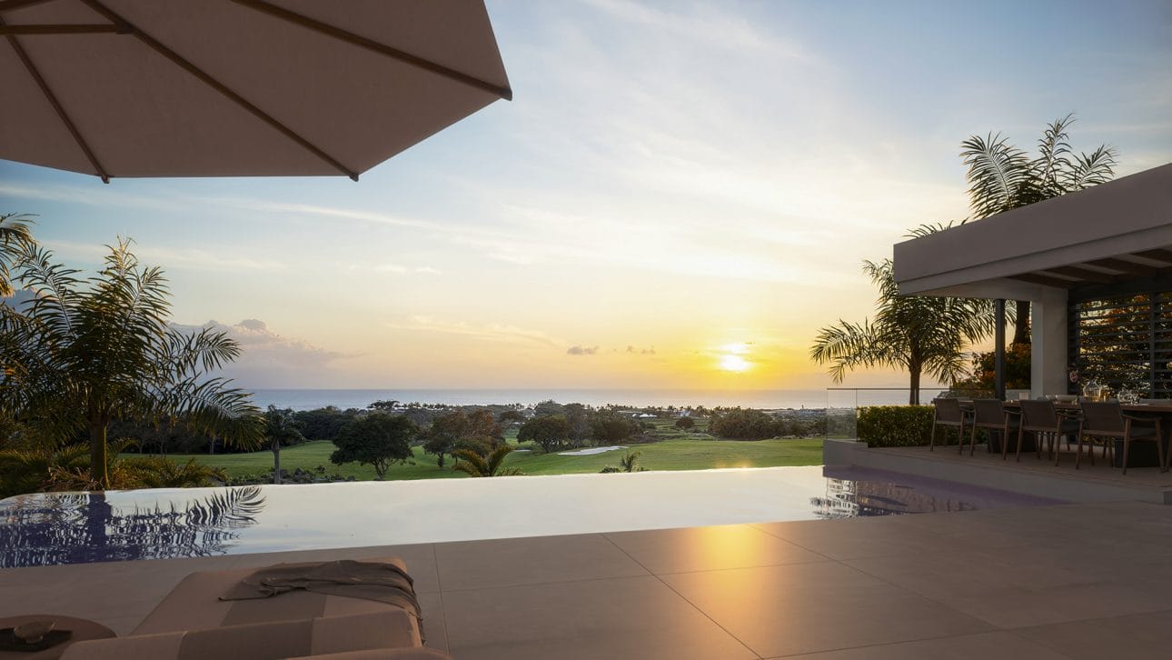 Pool view sunset